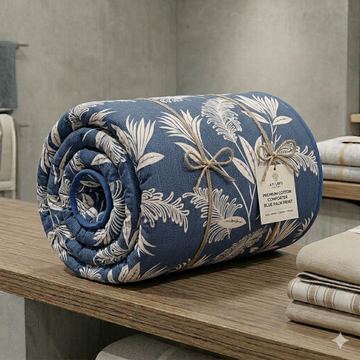 Vivora Reversible Comforter - Blue Leaf