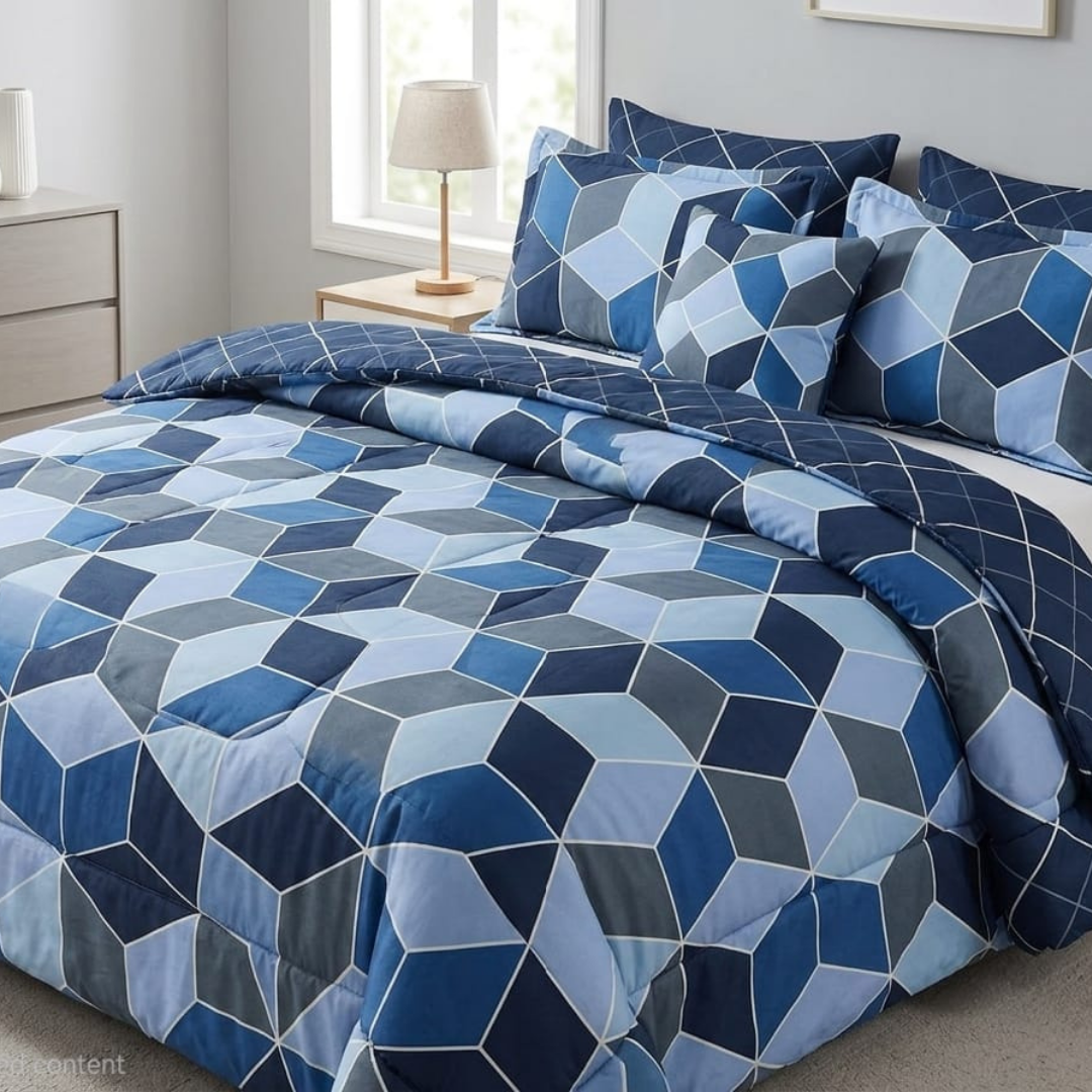 Vivora Reversible Comforter - Blue Block_