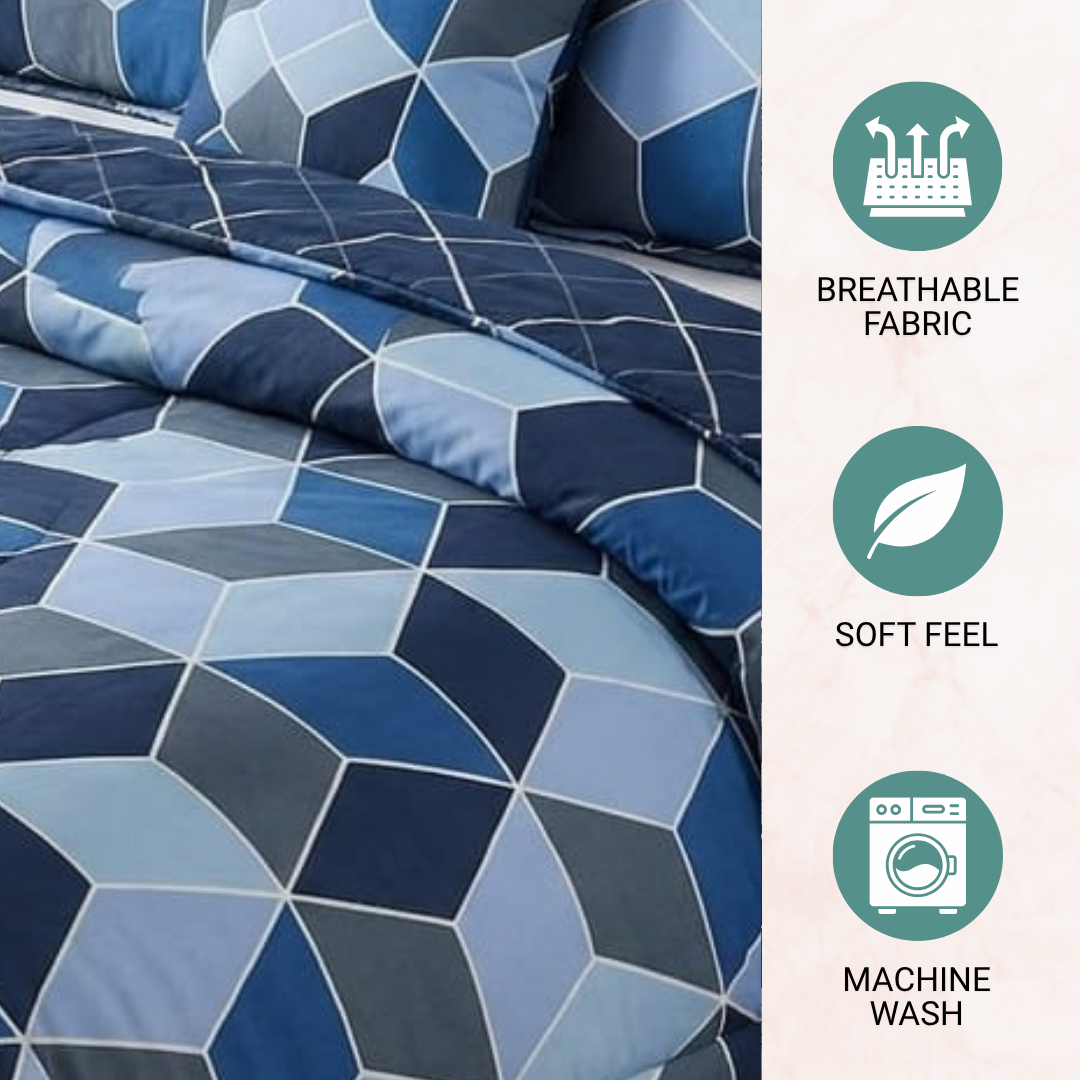 Vivora Reversible Comforter - Blue Block_