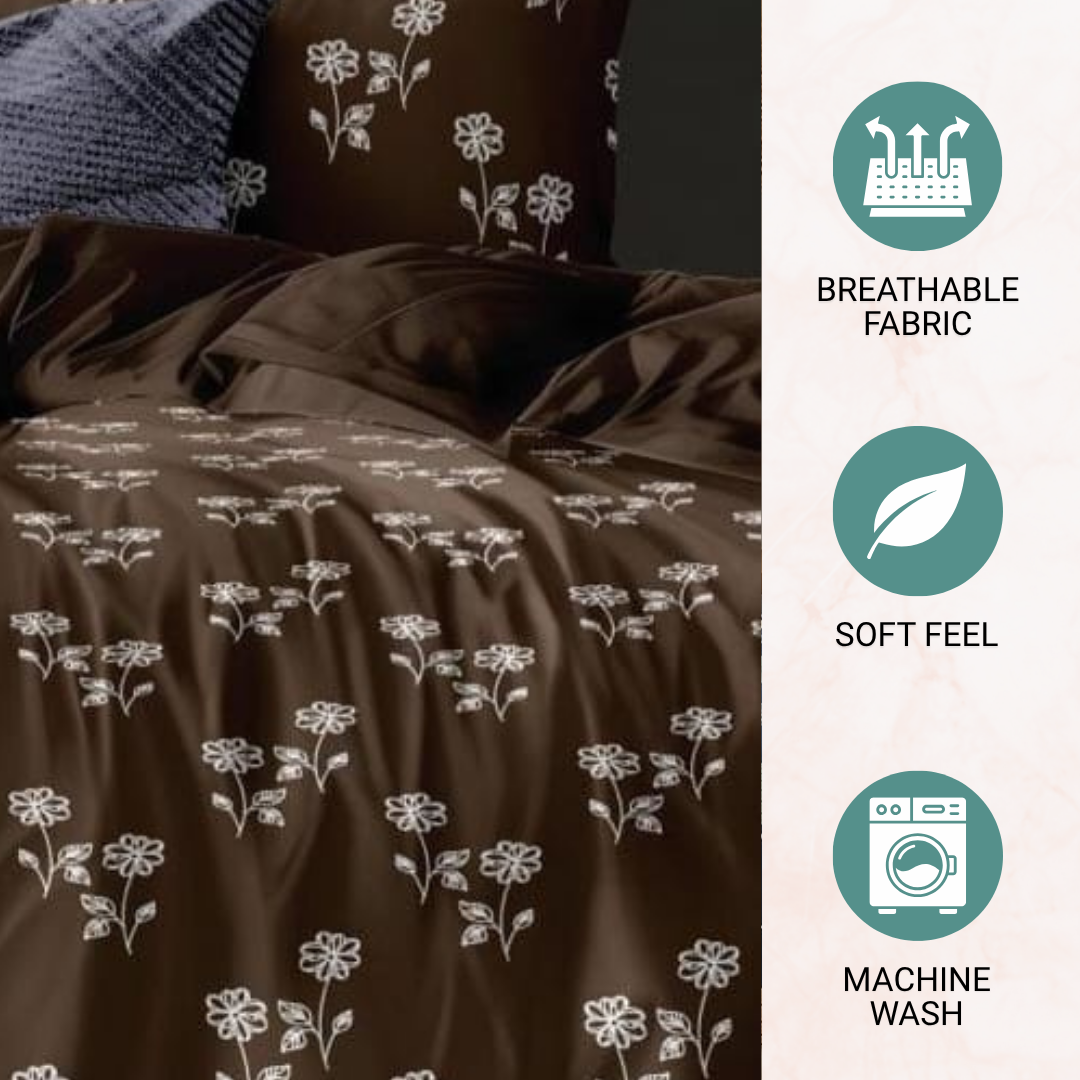 Vivora Reversible Comforter - Brown petals