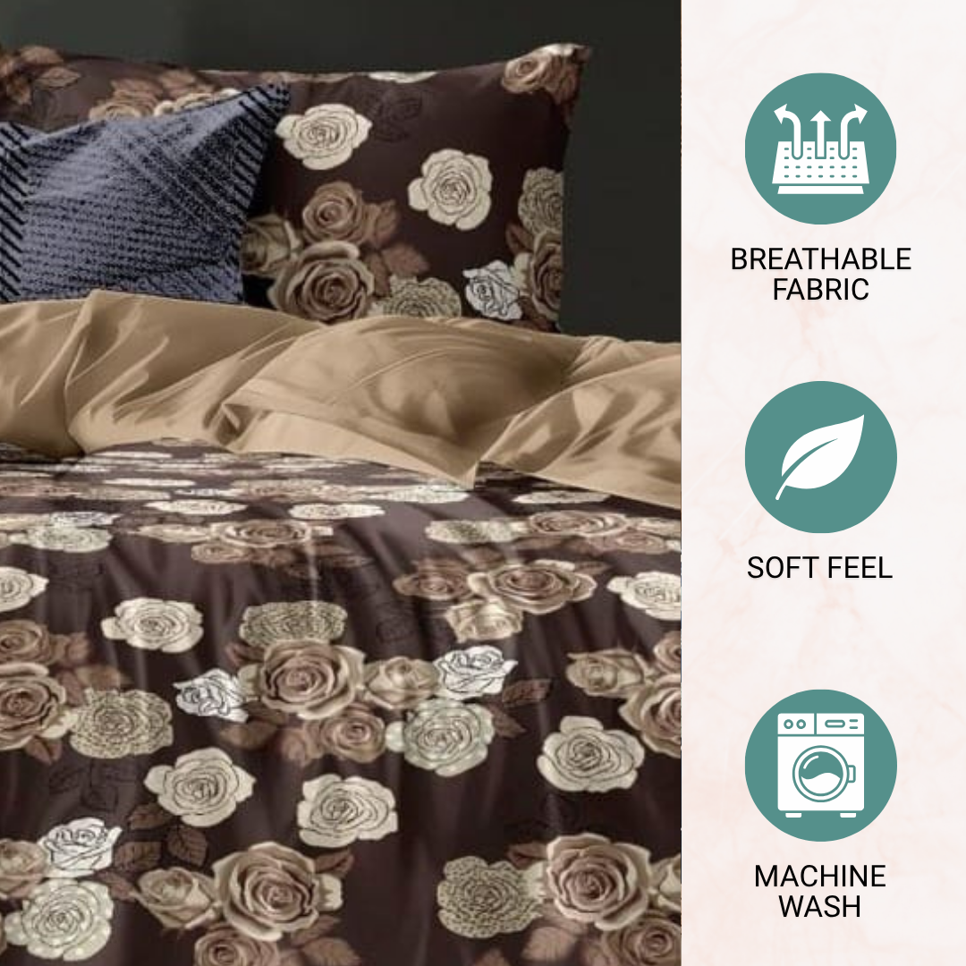 Vivora Reversible Comforter - Brown Flower