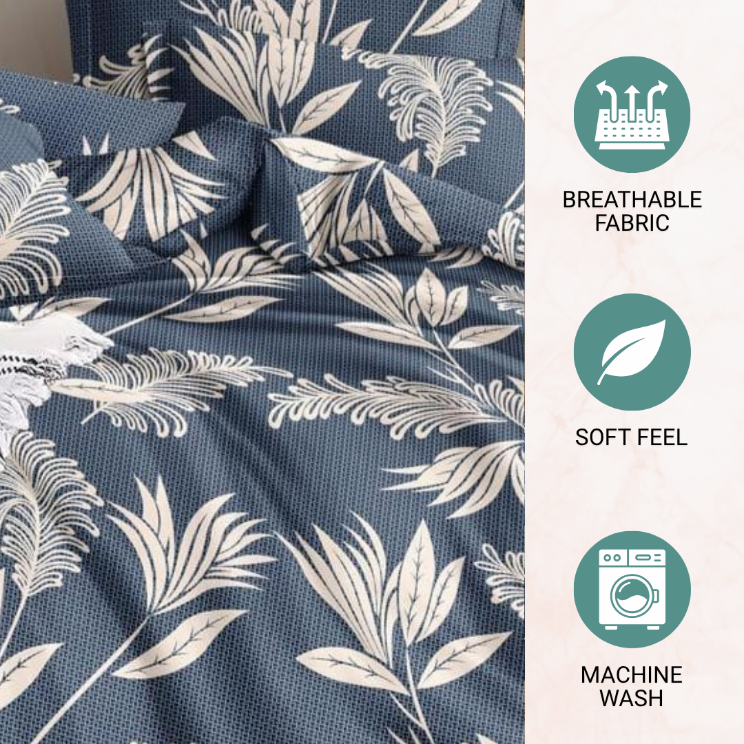 Vivora Reversible Comforter - Blue Leaf