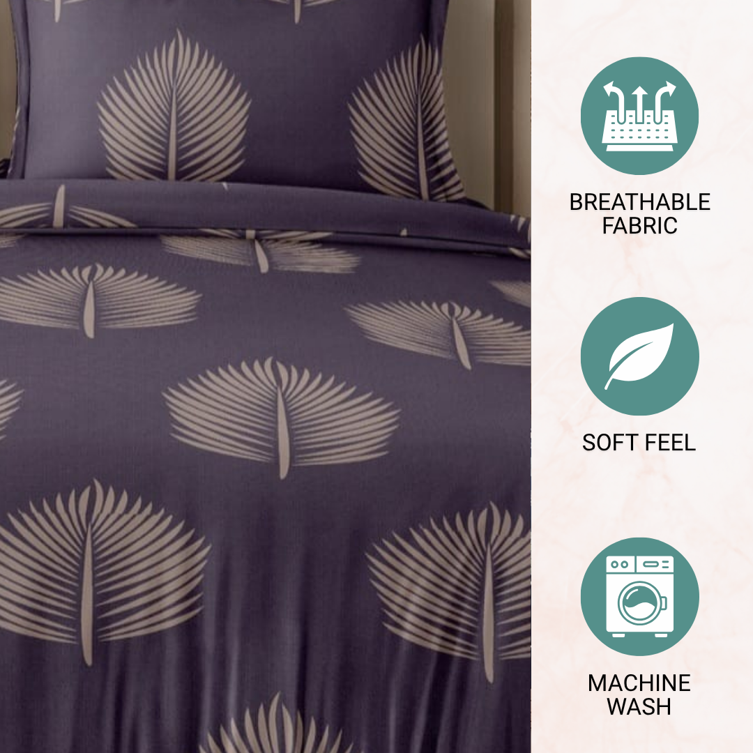 Vivora Reversible Comforter - Purple Leaf
