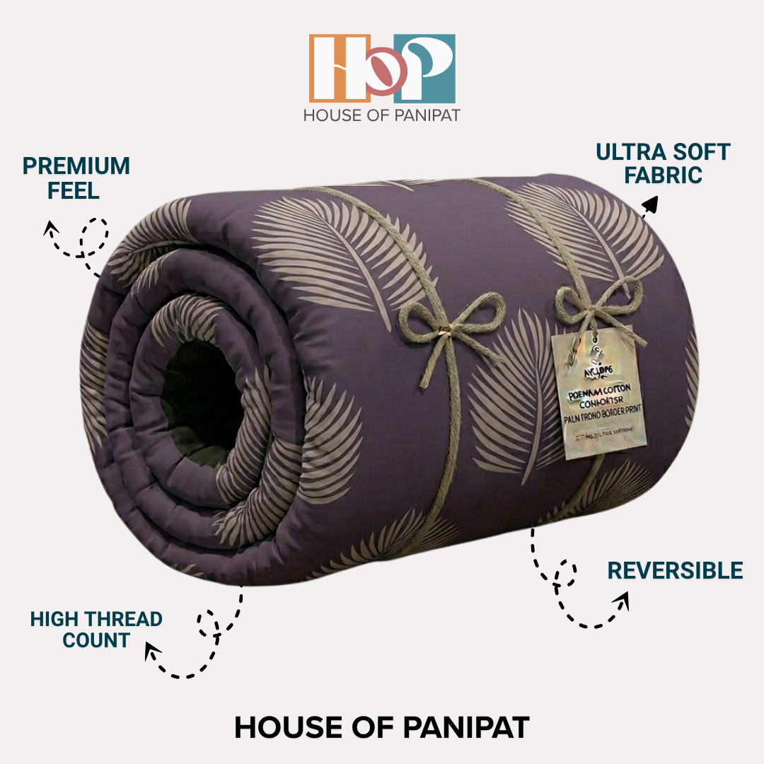 Vivora Reversible Comforter - Purple Leaf
