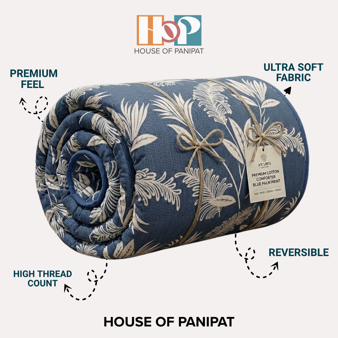 Vivora Reversible Comforter - Blue Leaf