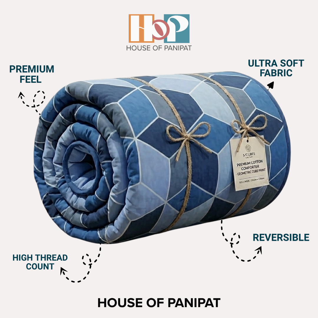 Vivora Reversible Comforter - Blue Block_