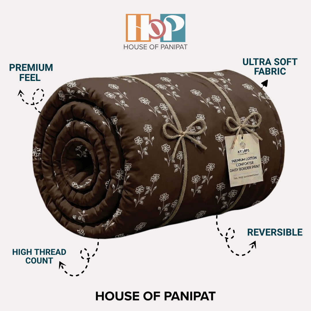 Vivora Reversible Comforter - Brown petals