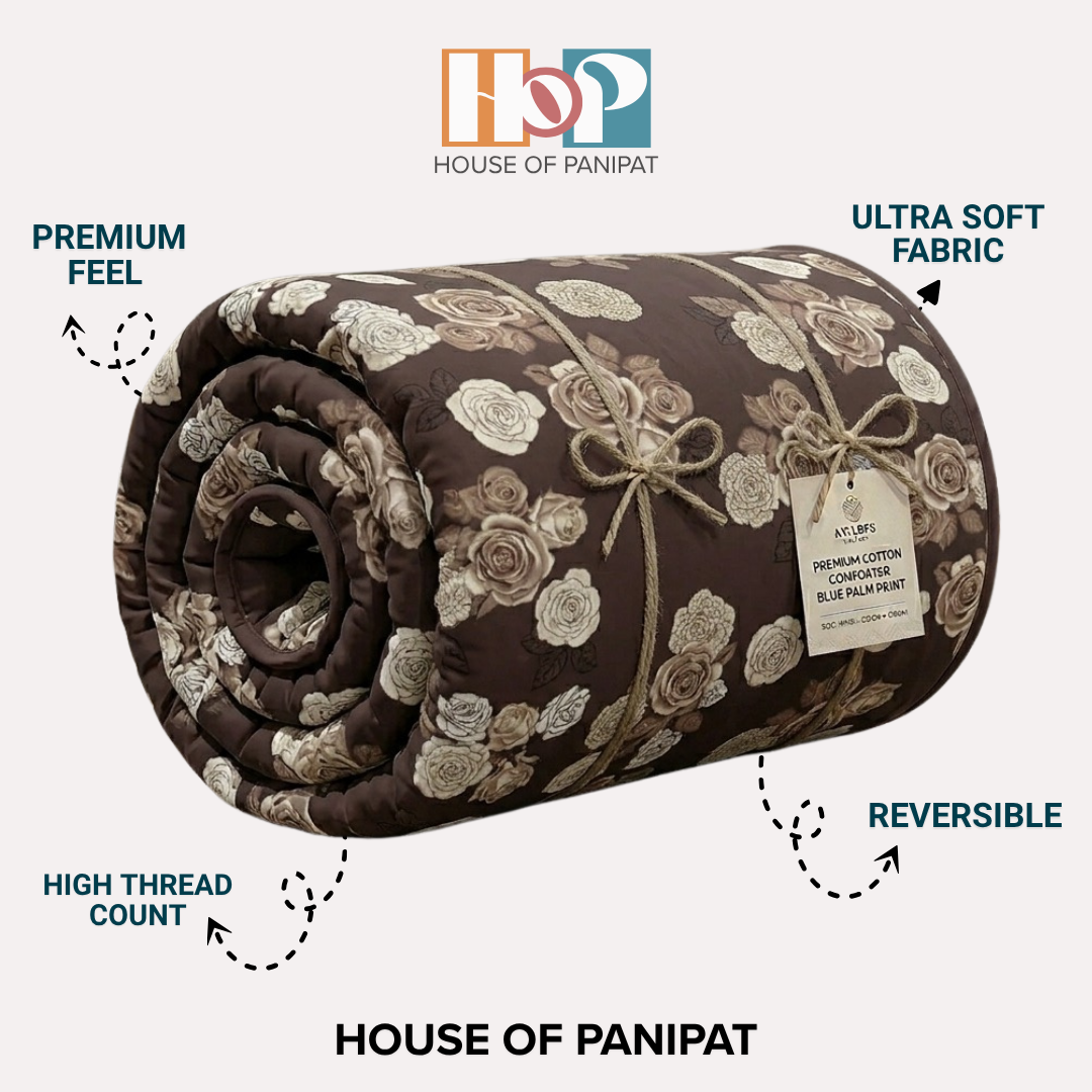 Vivora Reversible Comforter - Brown Flower